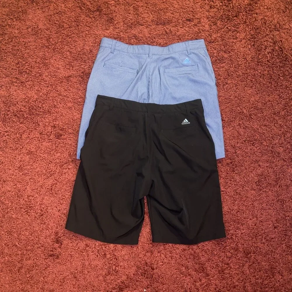 2PC Lot Of 2 Adidas Golf Performance Shorts Blue Black Plaid Men’s Size 34